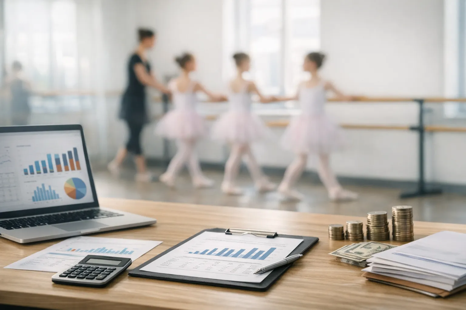 Painel financeiro escola de ballet: como reunir receita, inadimplência e previsões num só lugar