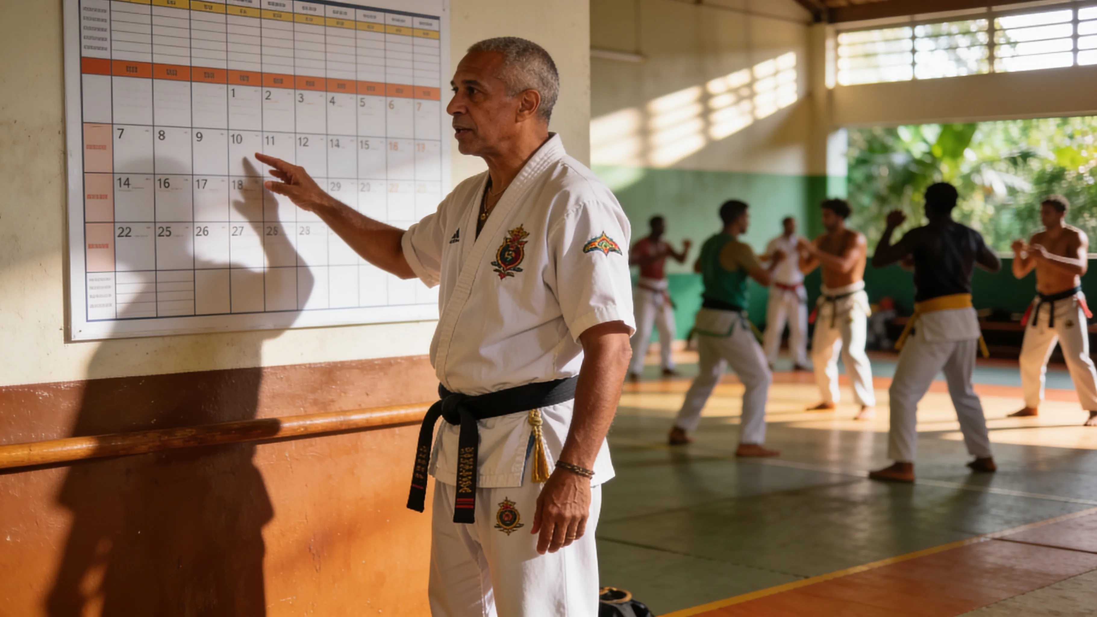 Múltiplas turmas, um mestre: como organizar a agenda de mestres capoeira sem sobrecarga