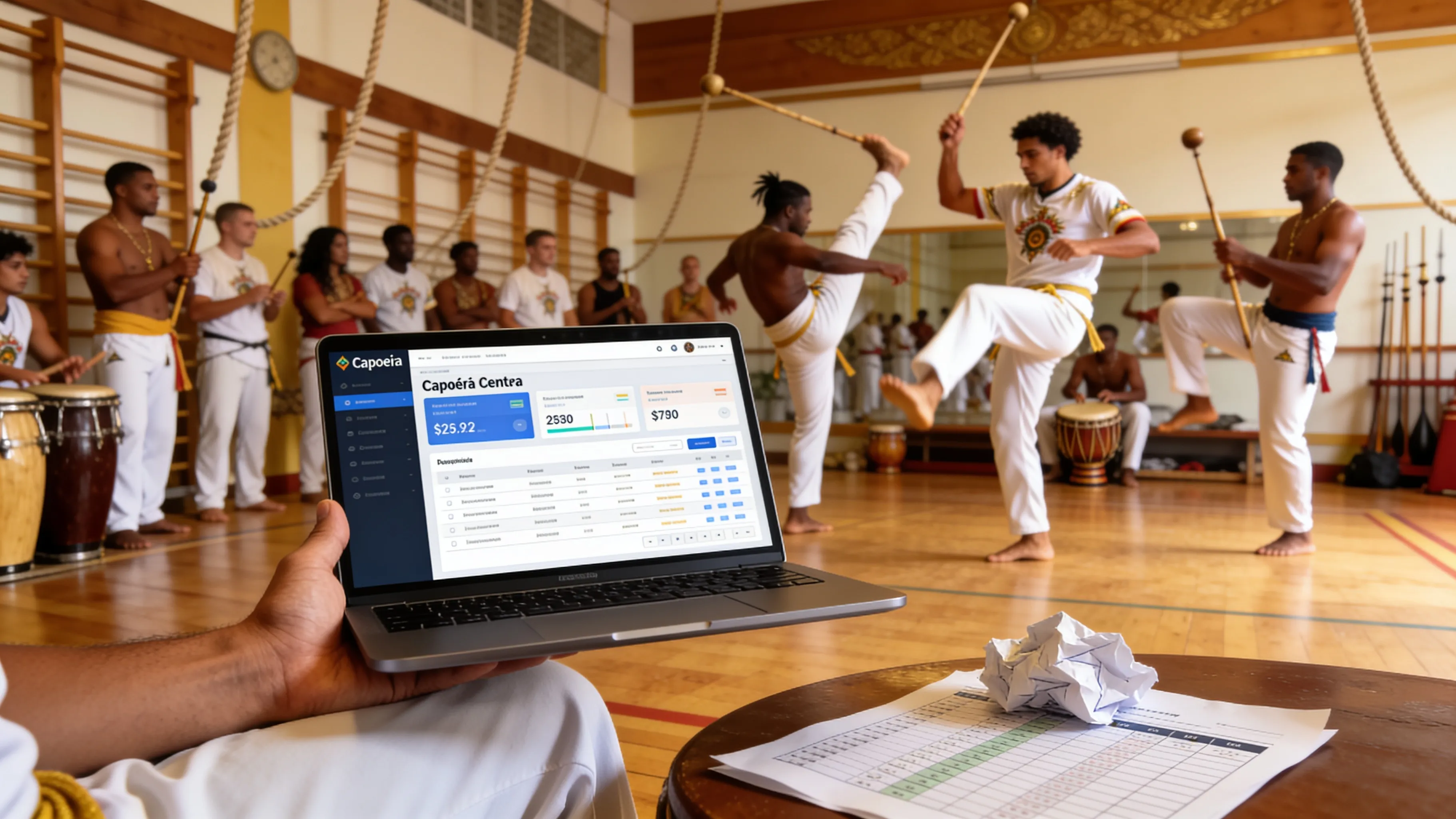 Saia da planilha: por que o Excel não aguenta o crescimento do seu centro de capoeira