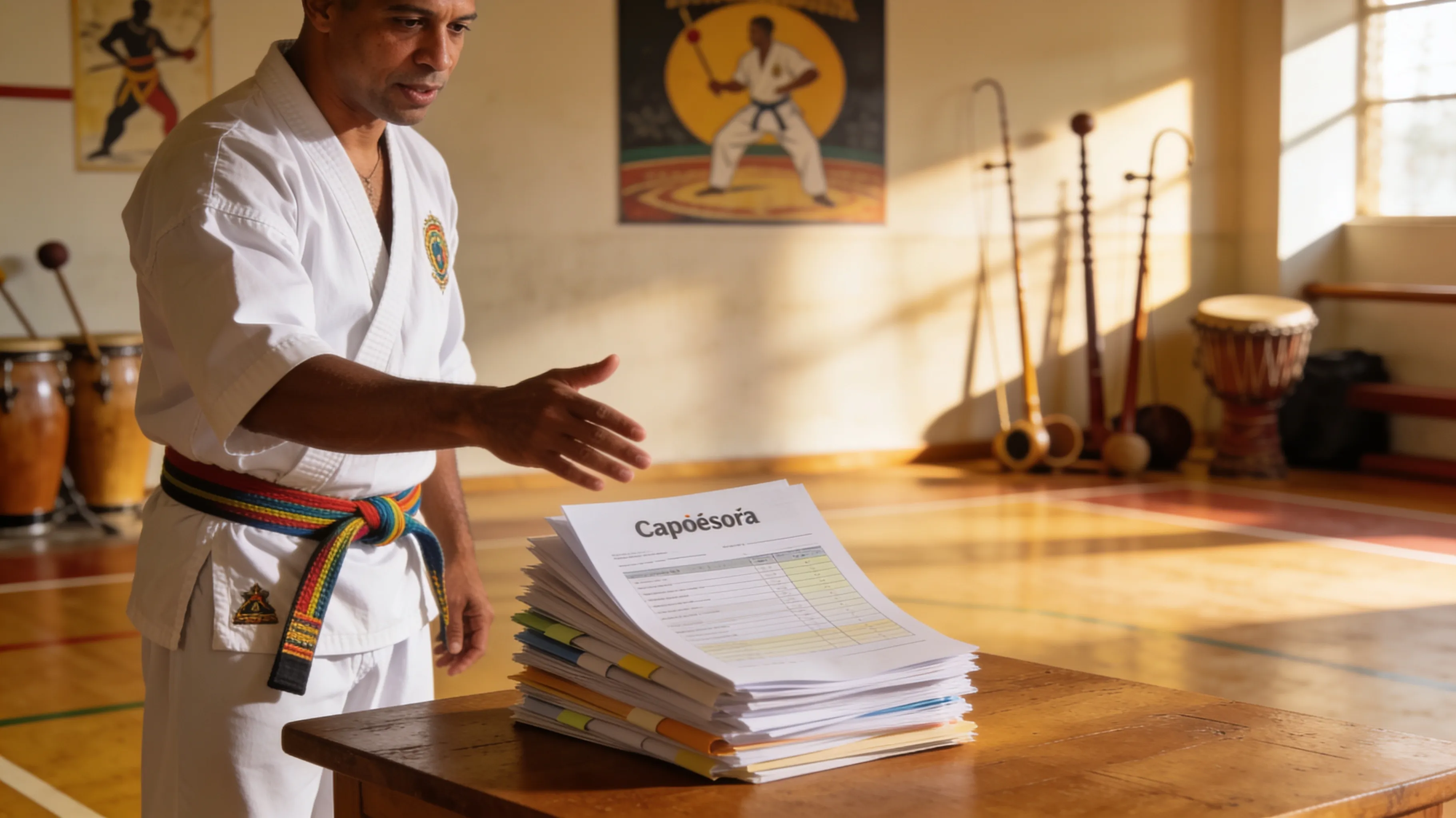 Comissão de mestres capoeira: como calcular e controlar sem depender de planilha no fim do mês