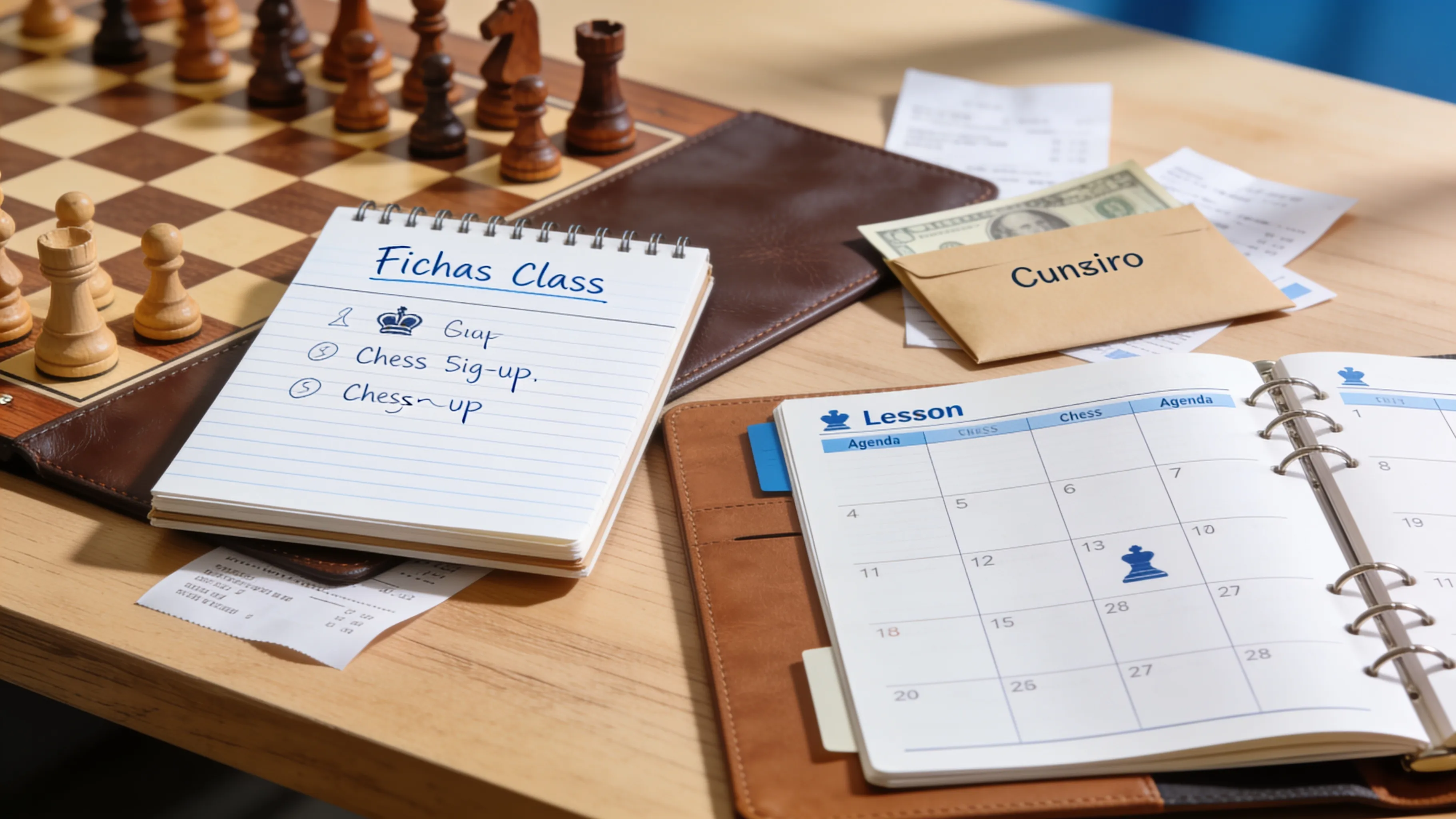 Fichas em caderno, agenda em papel, dinheiro em outro lugar: quanto custa essa desorganização na sua escola de xadrez